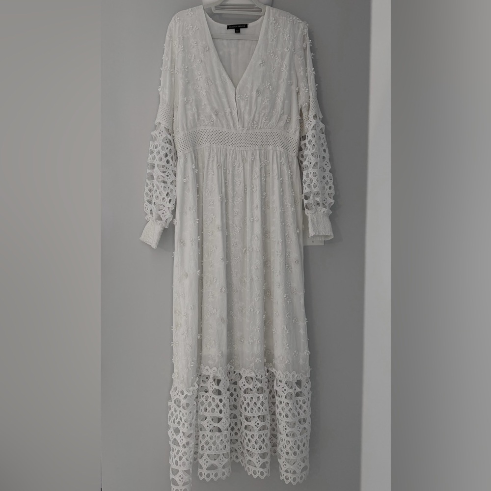 Boston Proper White Lace Long Sleeve Dress - Picture 3 of 10